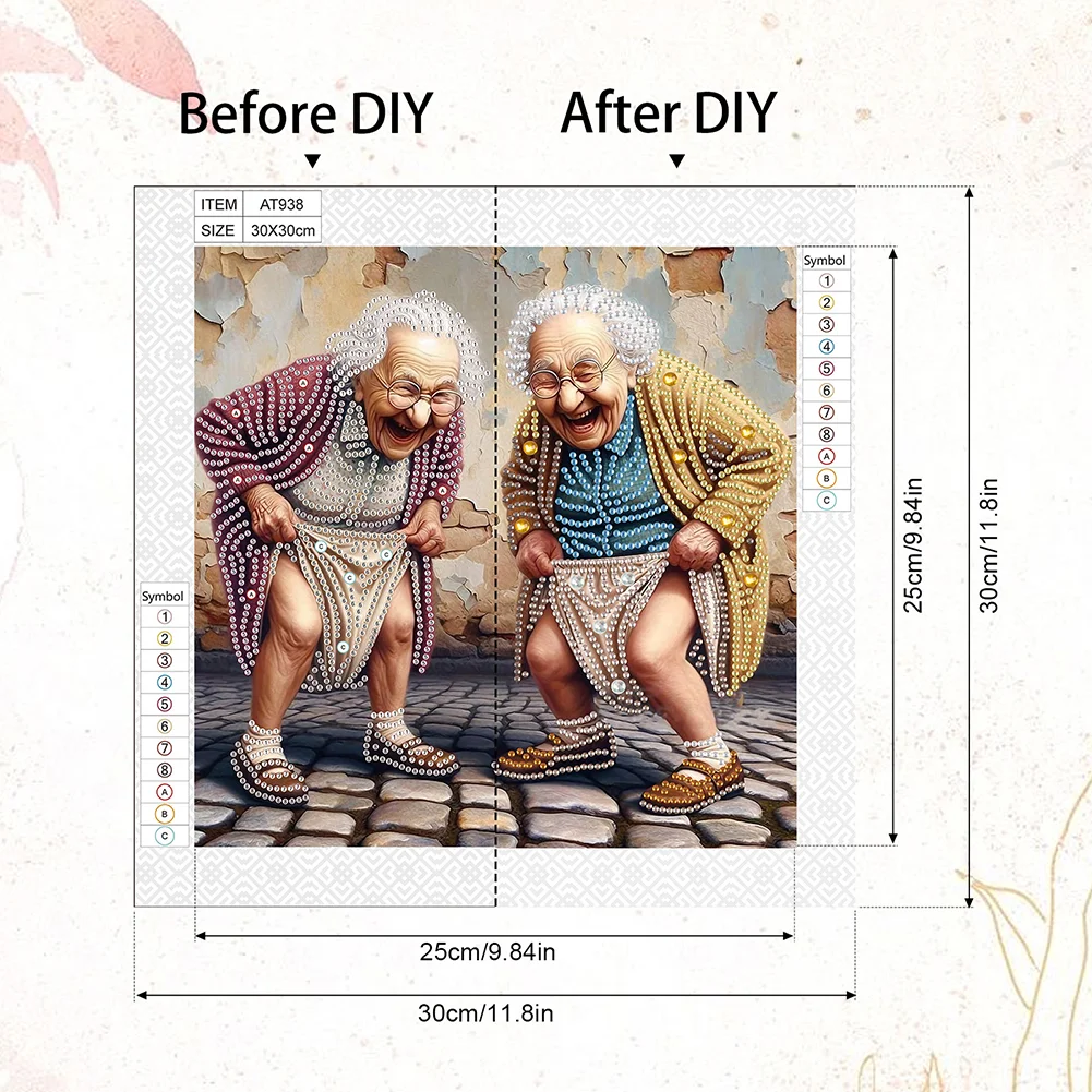 Diamond Painting - Partial Special Shaped Drill - Funny Granny(Canvas|30*30cm)