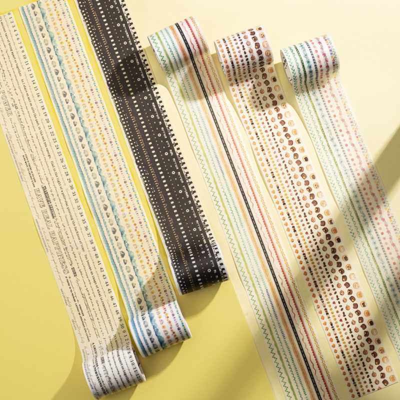 와시 테이프 - 50mm*200cm 무한 빈티지 플라워 라인 웨이브 푸드