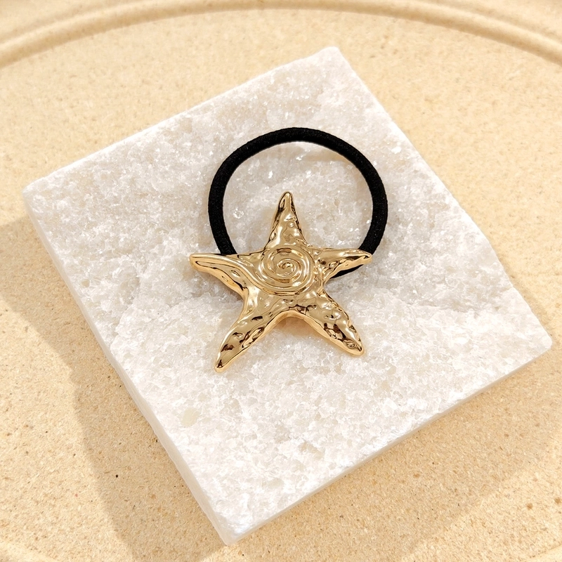 Women’s Classic Style Scallop Starfish Flower 304 Stainless Steel Plating Hair Clip Hair Tie