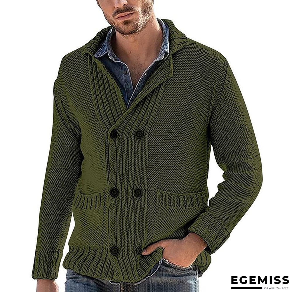 Cardigan Men's Fashion Solid Color Lapel Long Sleeve Knitted Coat | EGEMISS