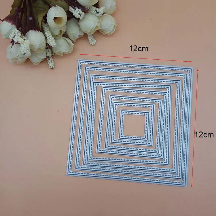 12cm Big size stitched Square Frame set Cutting Dies Punch Scrapbooking Metal Embossing Stamps and die for Card Making DIY