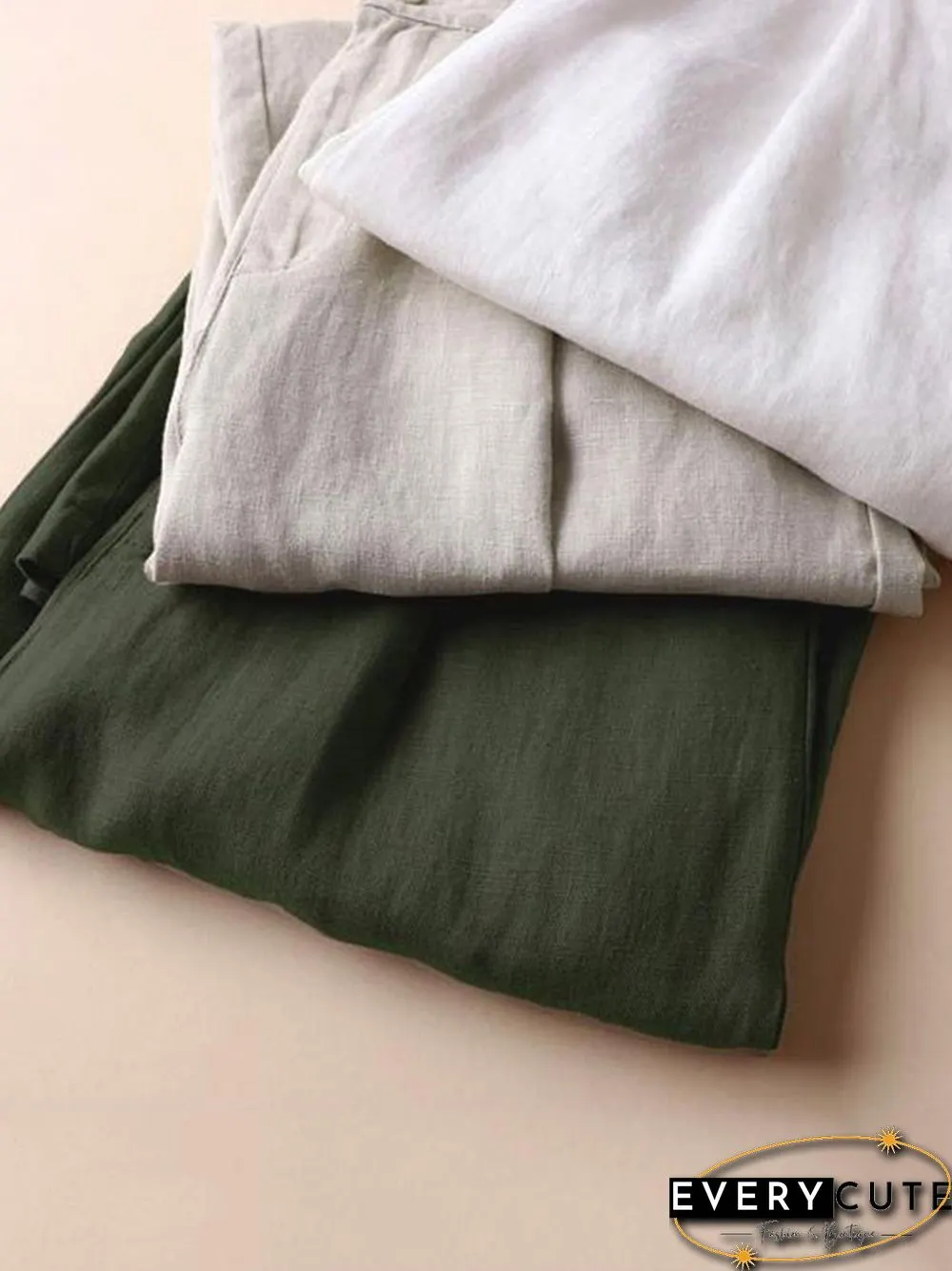 5 Colors Line Loose Casual Plus Size Wide-Leg Pants
