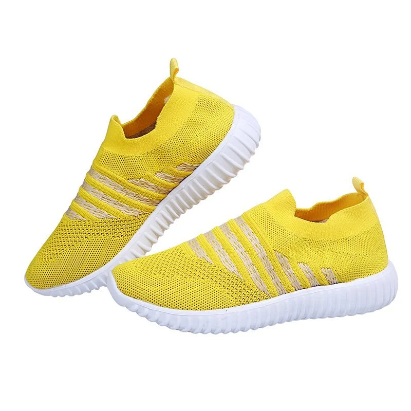 Zhungei Soft Sole Knit Socks Sneakers Woman 2024 Spring Summer Mesh Flats Shoes for Women Light Breathable Plus Size Casual Shoes