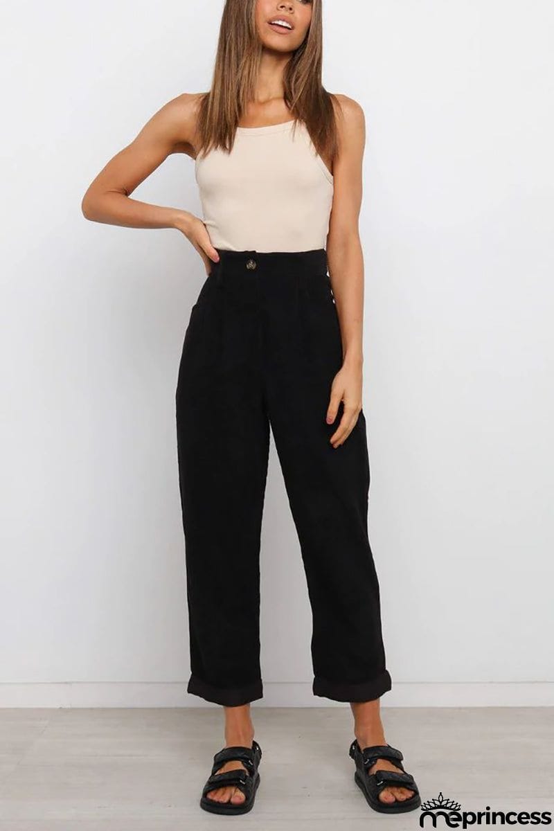 High Waisted Baggy Corduroy Pant