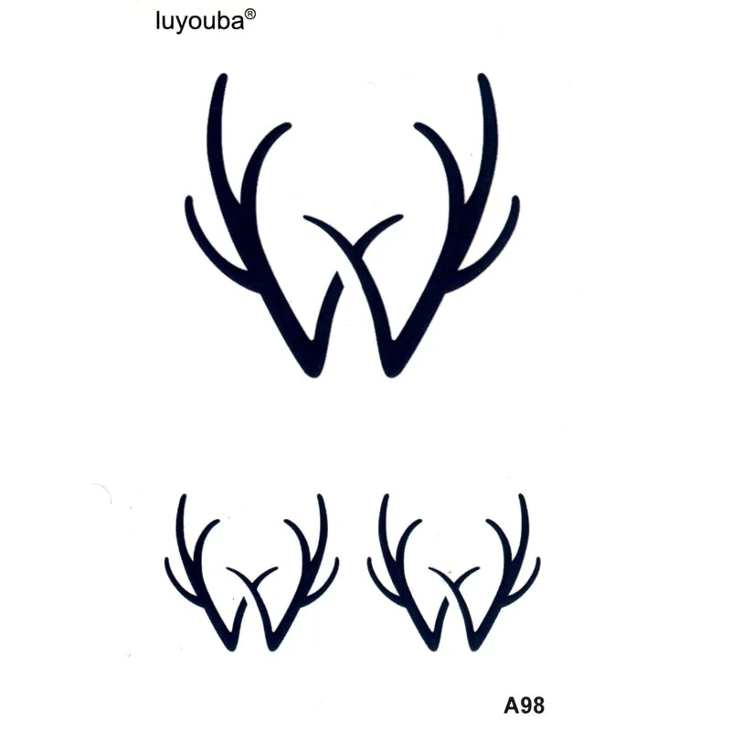 A pair of Antlers Waterproof Temporary Tattoos Men Tatuajes Temporales Sleeve Tatoo Henna Tatuagem Tree Art Tattoo