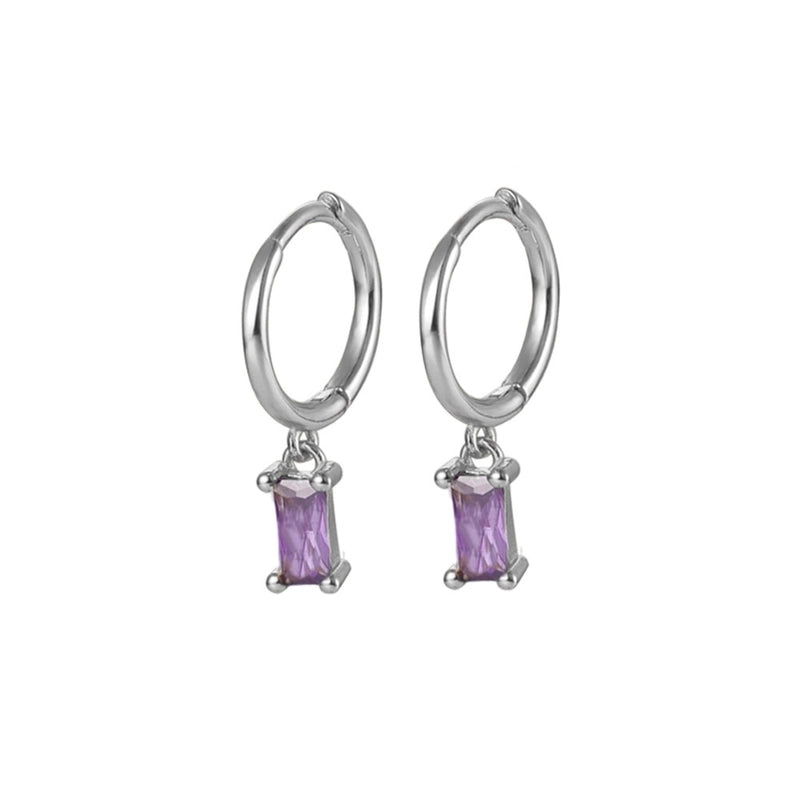 1 Pair White Gold Plated Gold Plated 925 Sterling Silver Zircon Geometric Drop Earrings
