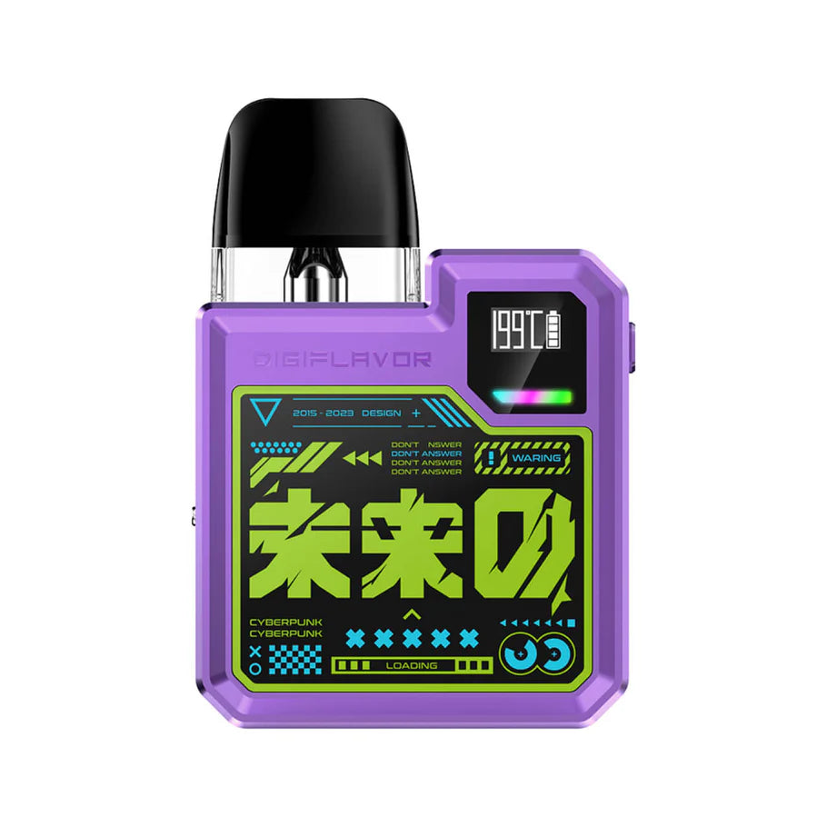 Purple GeekVape DigiFlavor DIGI Q Pod System, 199&deg;C OLED, future design, RGB lighting.