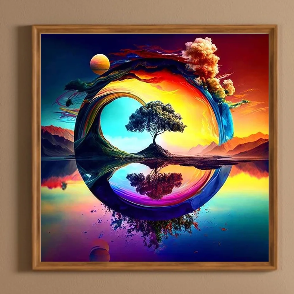 Diamond Painting - Full Round Drill - Rainbow Tree(30*30cm)