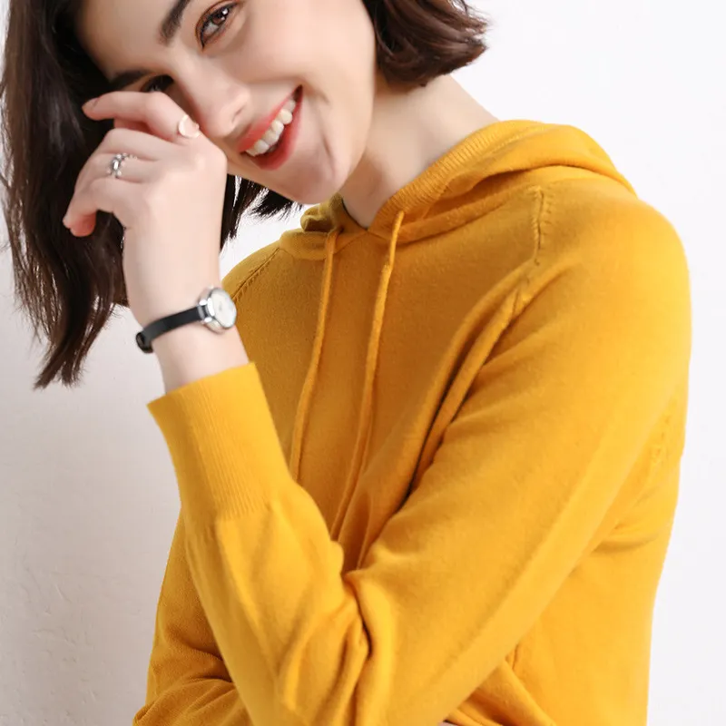 Churchf Churchf New Long-Sleeved Hoodie Sweater Women's Pullover Hoodie Loose Casual Short Top Hoodie Bottom Sweater