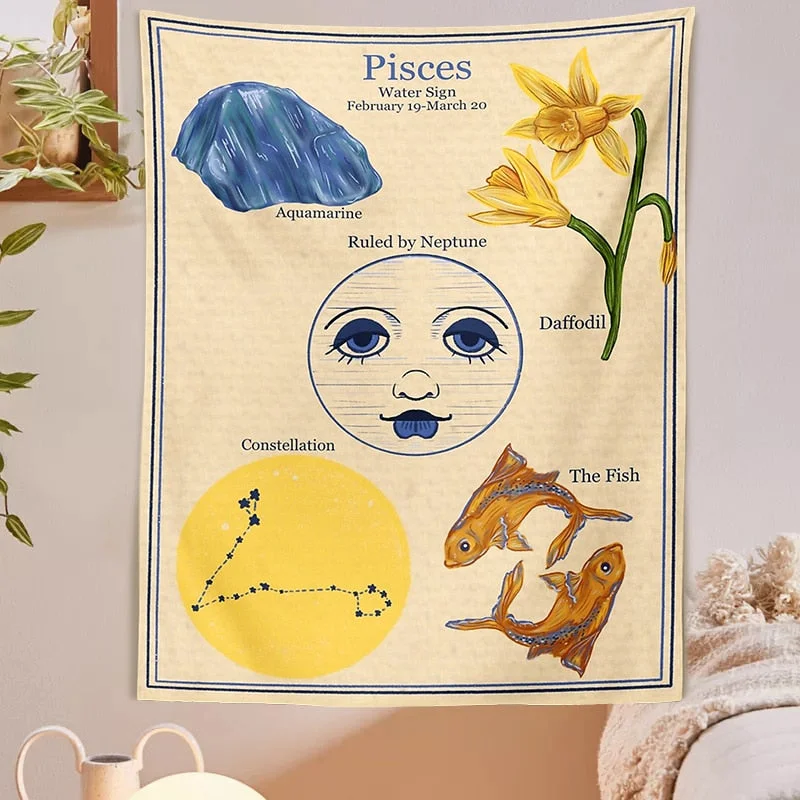 Constellation Tarot Tapestry Boho Tapestry Tarot Card Tapestry Wall Hanging Trippy Divination Beach Mat Sun Moon Wall Decor