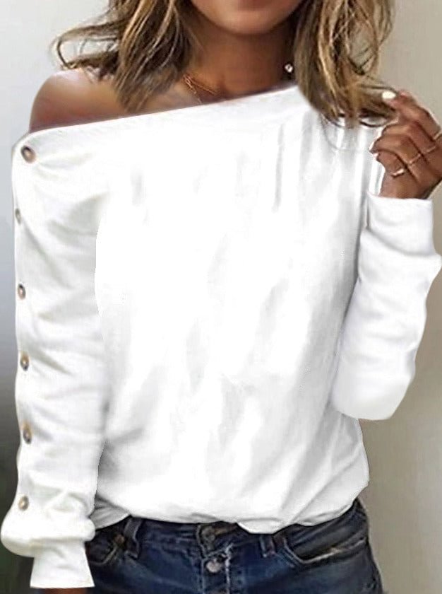 White Long Sleeve Plain Top