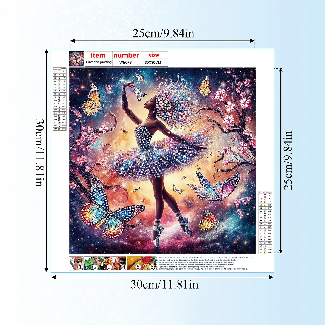 Diamond Painting - Partial Special Shaped Drill - Butterfly Dance Girl(Canvas|30x30cm)