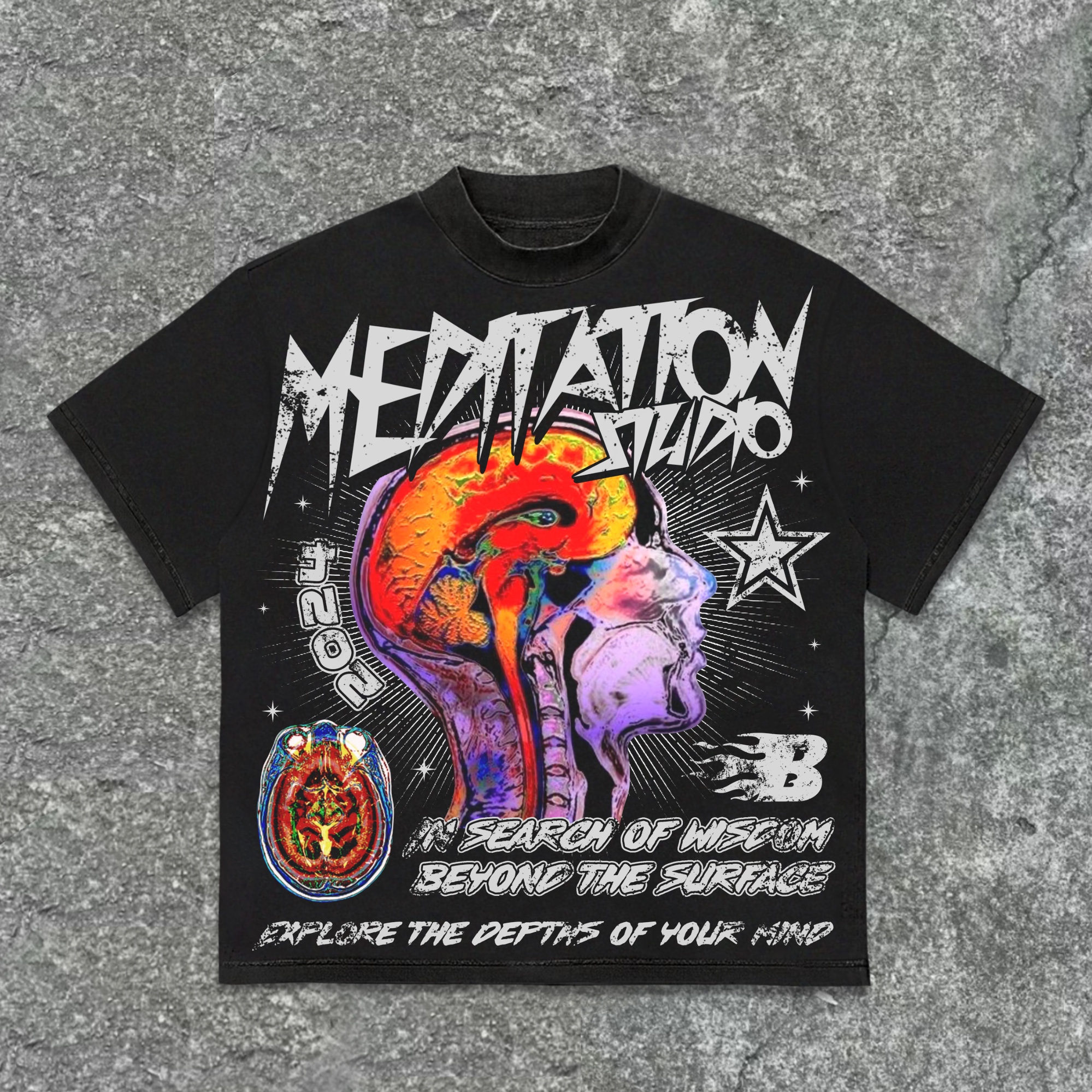 2024 Meditation Following The Heart Retro Making Old Graphics Cotton T-Shirt