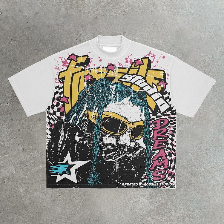 Vintage Casual Street Concert Rap Graphics Printed Cotton T-Shirt - Sopula｜Premium Graphic Tees & Graphic Clothing