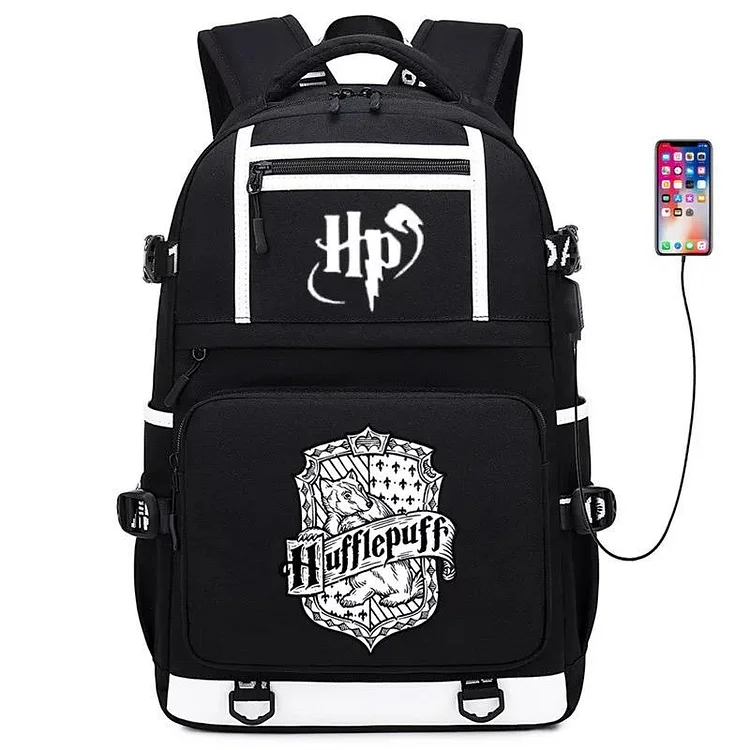 Mayoulove Harry Potter Hufflepuff #7 USB Charging Backpack School NoteBook Laptop Travel Bags-Mayoulove