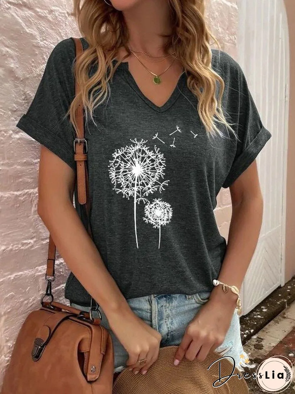 Women'S T-Shirts Dandelion Print Short Sleeve T-Shirt