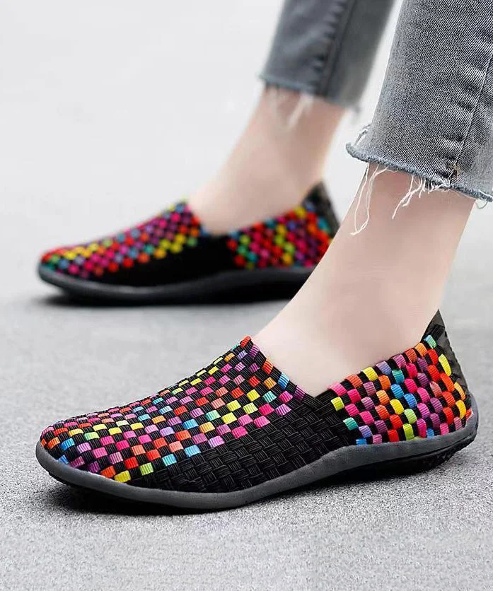 Knit Fabric Black DIY Soft Splicing Flats Shoes