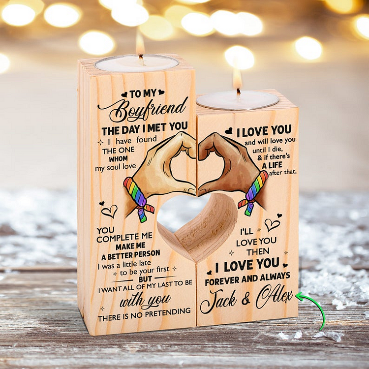 To my boyfriend LGBT Candle Holder, Custom Name LGBT Day Pride Candle Holder