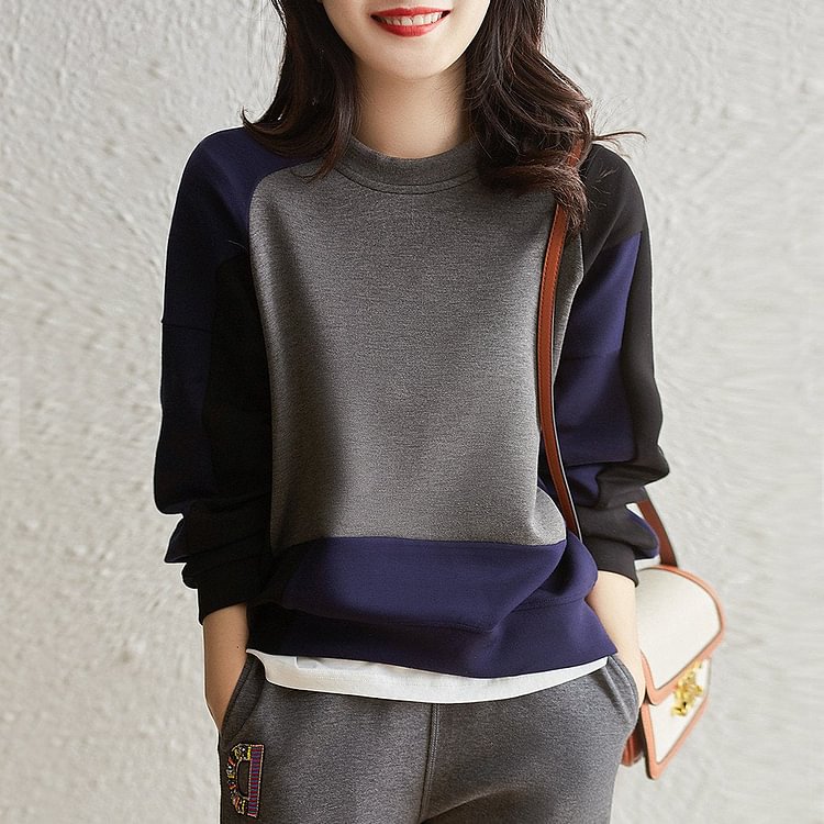Striped Pattern Plain Cotton-Blend Long Sleeve Shift Shirts & Tops