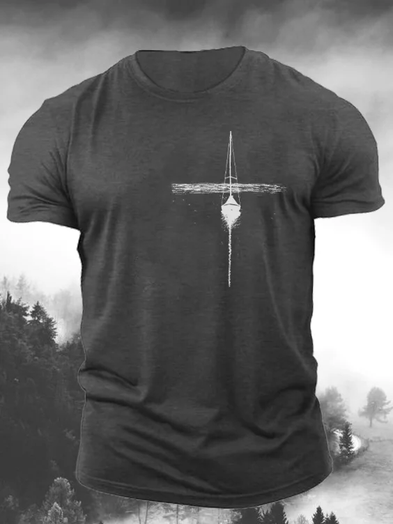 Ship Printed Short Sleeve Men's T-Shirt in  mildstyles