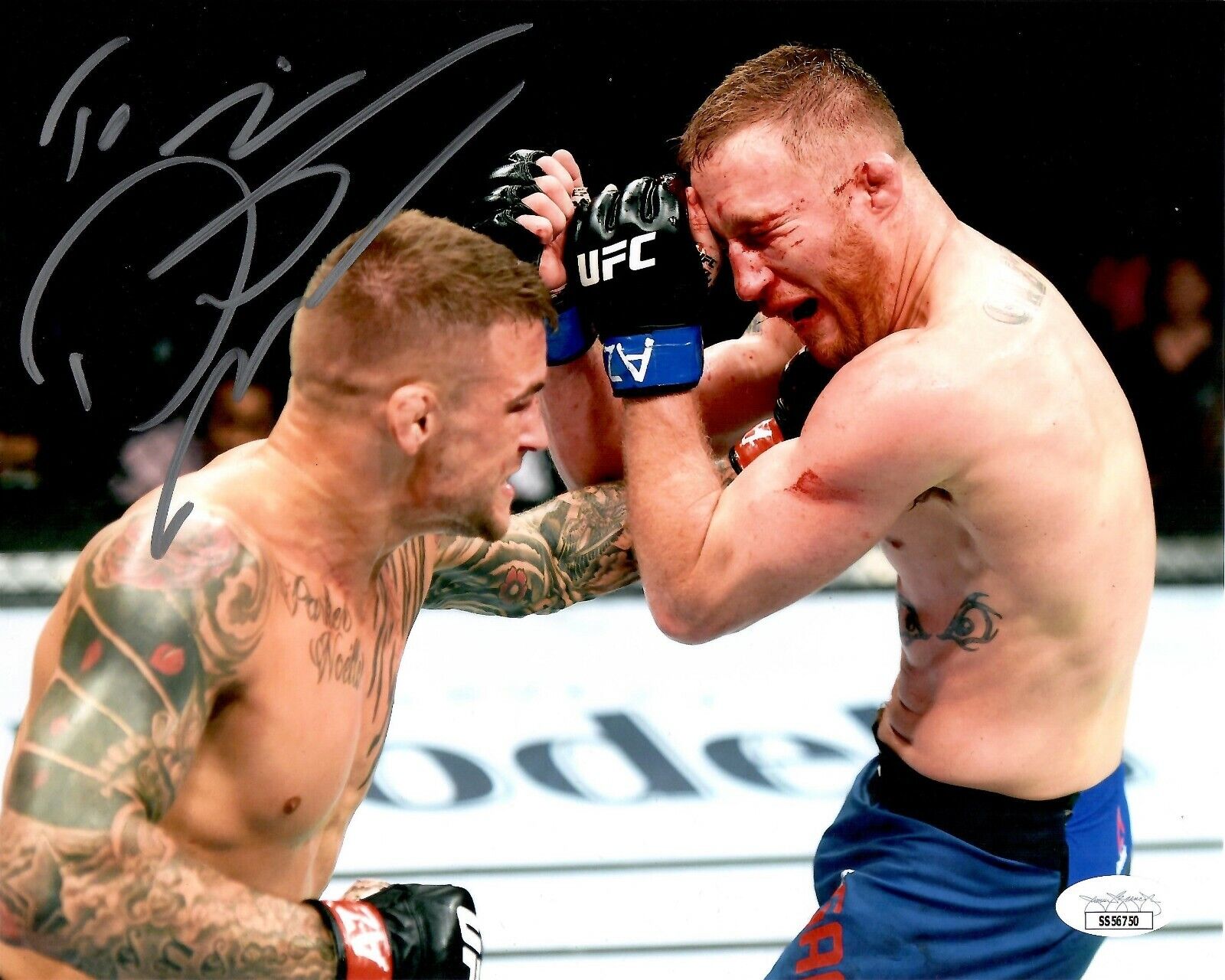 Dustin Poirier autographed signed inscribed 8x10 Photo Poster painting UFC JSA Justin Gaethje