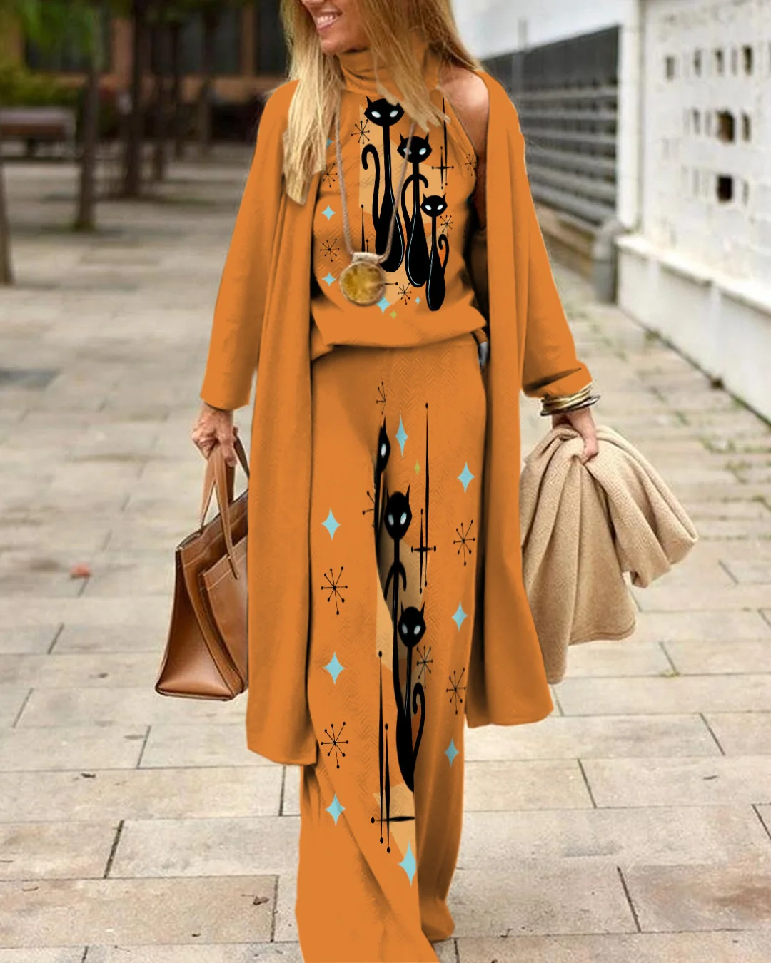 Herringbone Sweater Three-Piece Suit 7d65