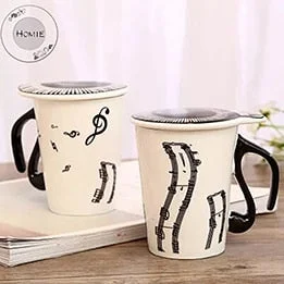 Ceramic Music Mug - Note Mug with Lid Coffee Mug