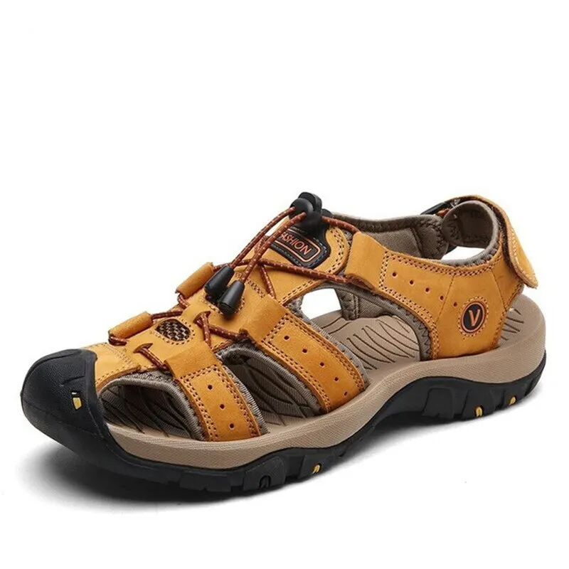 2021 Genuine Leather Men sandals Summer New Large Size Men Sandals Men's casual shoes Fashion Sandals Slippers Big Size 38-47