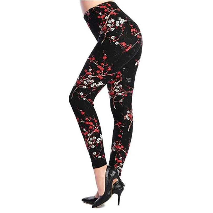 CUHAKCI Fashion Women Hot Leggings Floral Print Fitness Leggins Sexy Legging High Waist Workout Leggin Elastic Pants Drop Ship