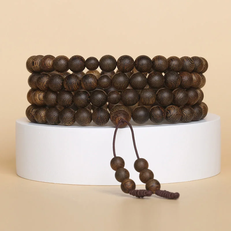 Vietnam Nha Trang Old Materials Agarwood 108 Beads Mala Bracelet Necklace