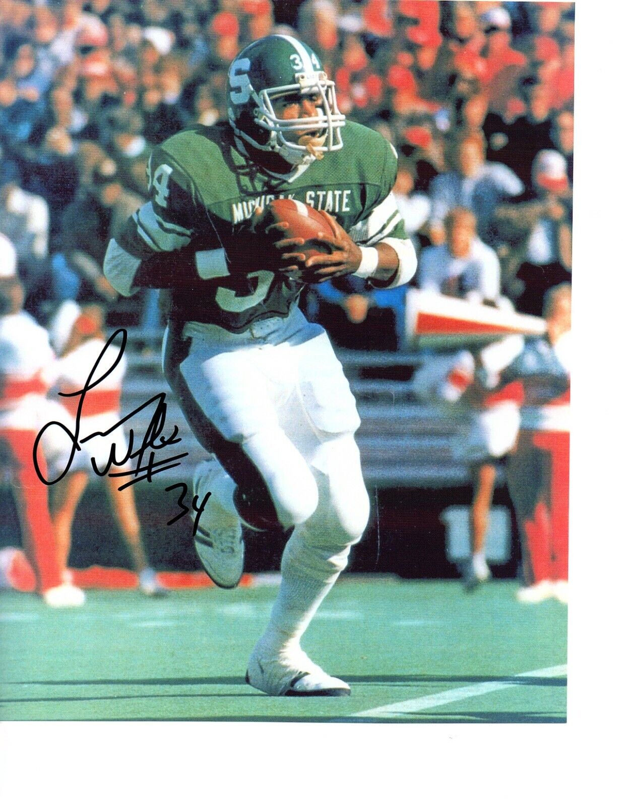 Lorenzo White Michigan State Spartans Football Signed autograph 8X10 Photo Poster painting PROOF