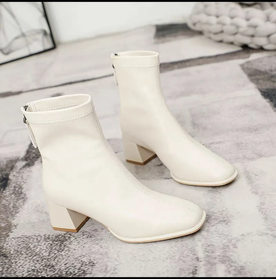 Zhungei Women Shoe Autumn Winter Classic Women Boot Temperament Anlke Boot Elegant Woman Heels Shoe with Cotton Warm Leather Boot