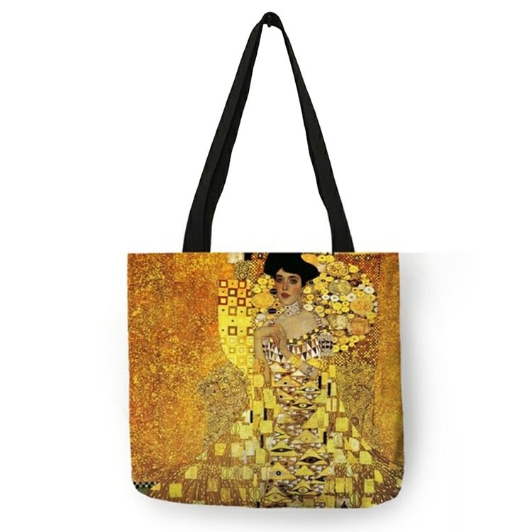 【ONLY 1pc Left】Linen Tote Bag - Gustav Klimt Oil Painting Tears