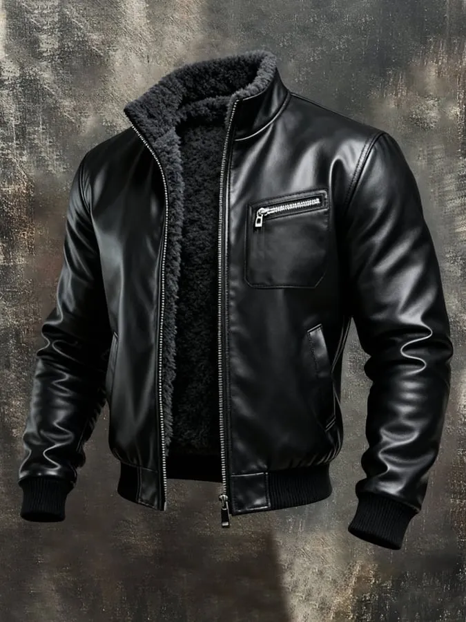 Herren-Retro-Outdoorjacke aus warmem, weichem Leder 