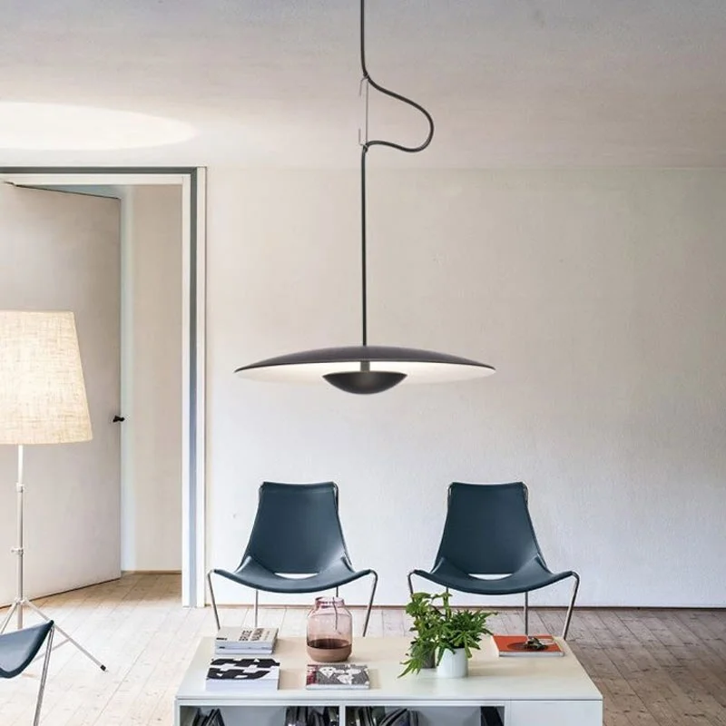 Modern Led Pendant Light Kitchen Black Round Cafe Nordic Study Living Room Bedroom Ufo Hanging Lamp