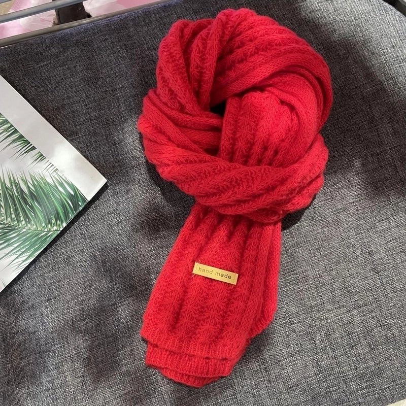 Women’s Minimalist Solid Color Knit Winter Scarves