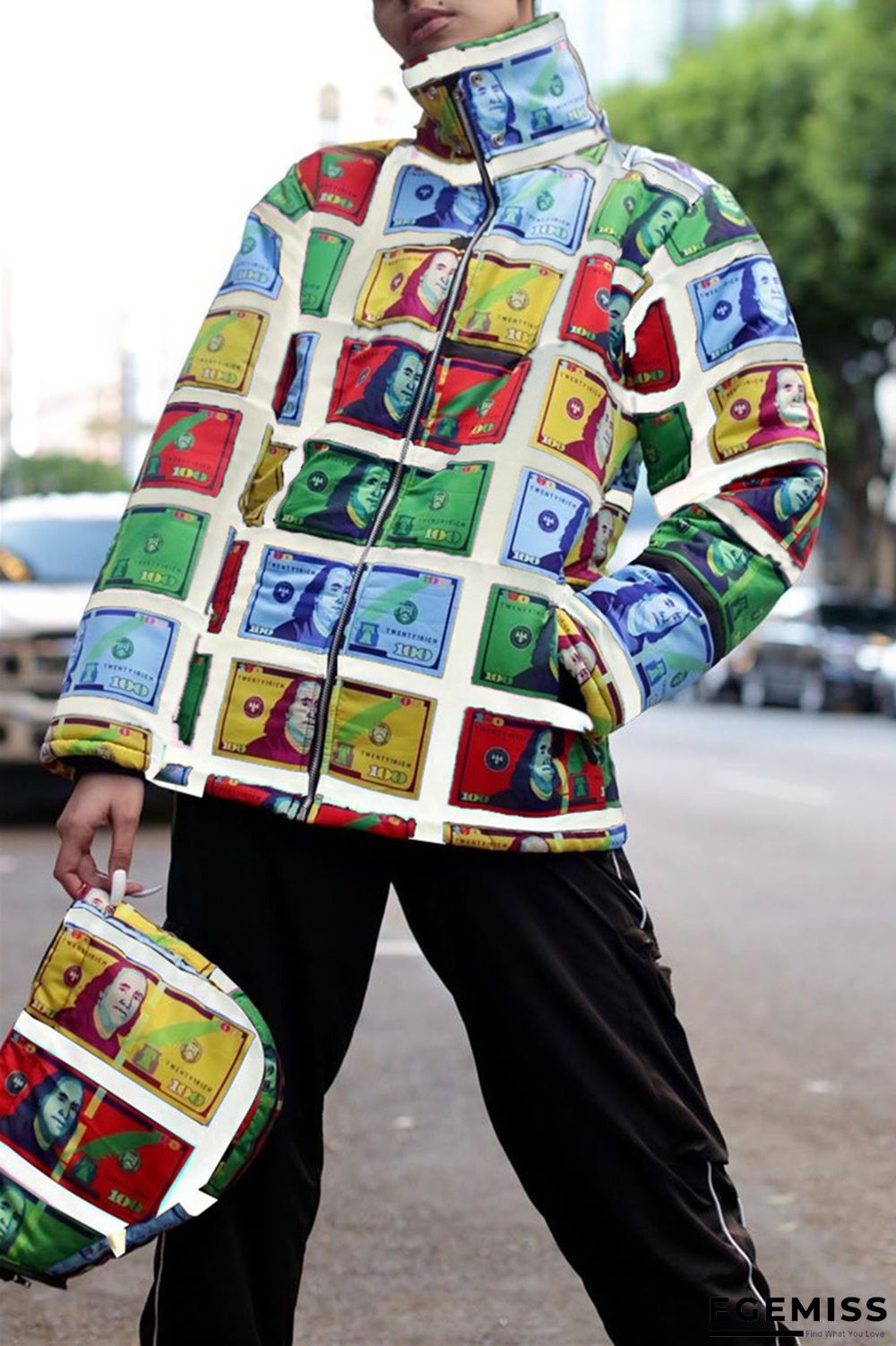 White Fashion British Style Adult Print Cardigan Turtleneck Outerwear | EGEMISS