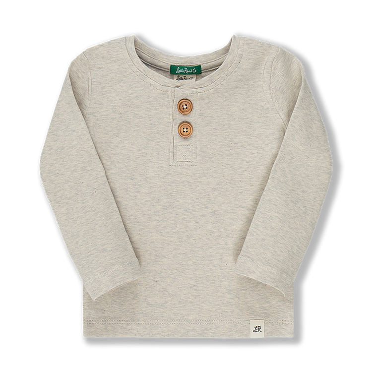 Heathered Cream Long Sleeve Button Tee