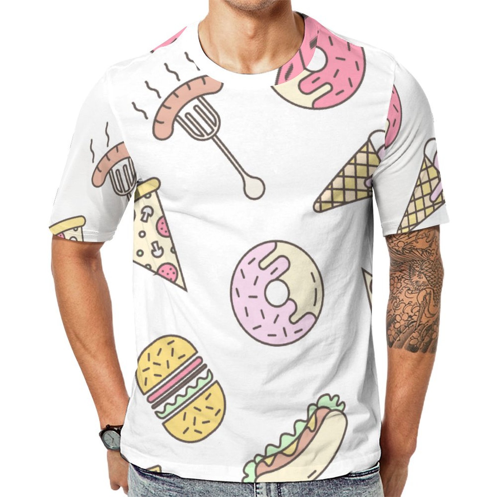 Funny Fast Food Junk Food Snack Short Sleeve Print Unisex Tshirt Summer Casual Tees for Men and Women Coolcoshirts