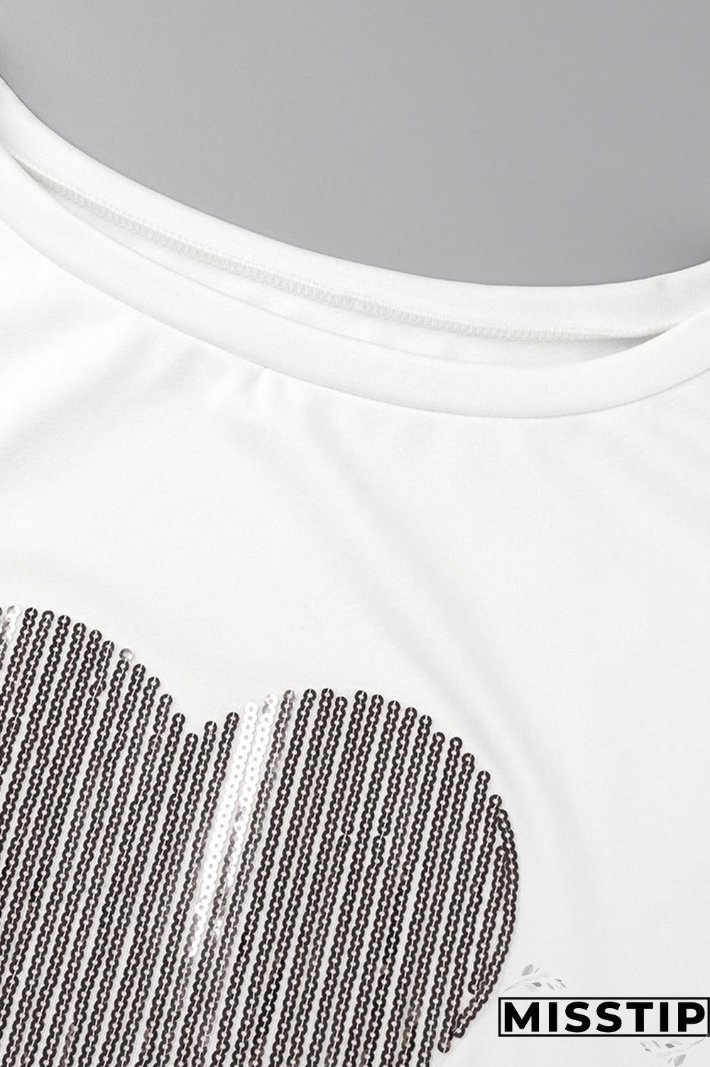 White Red Casual Print Bronzing Patchwork O Neck T-Shirts