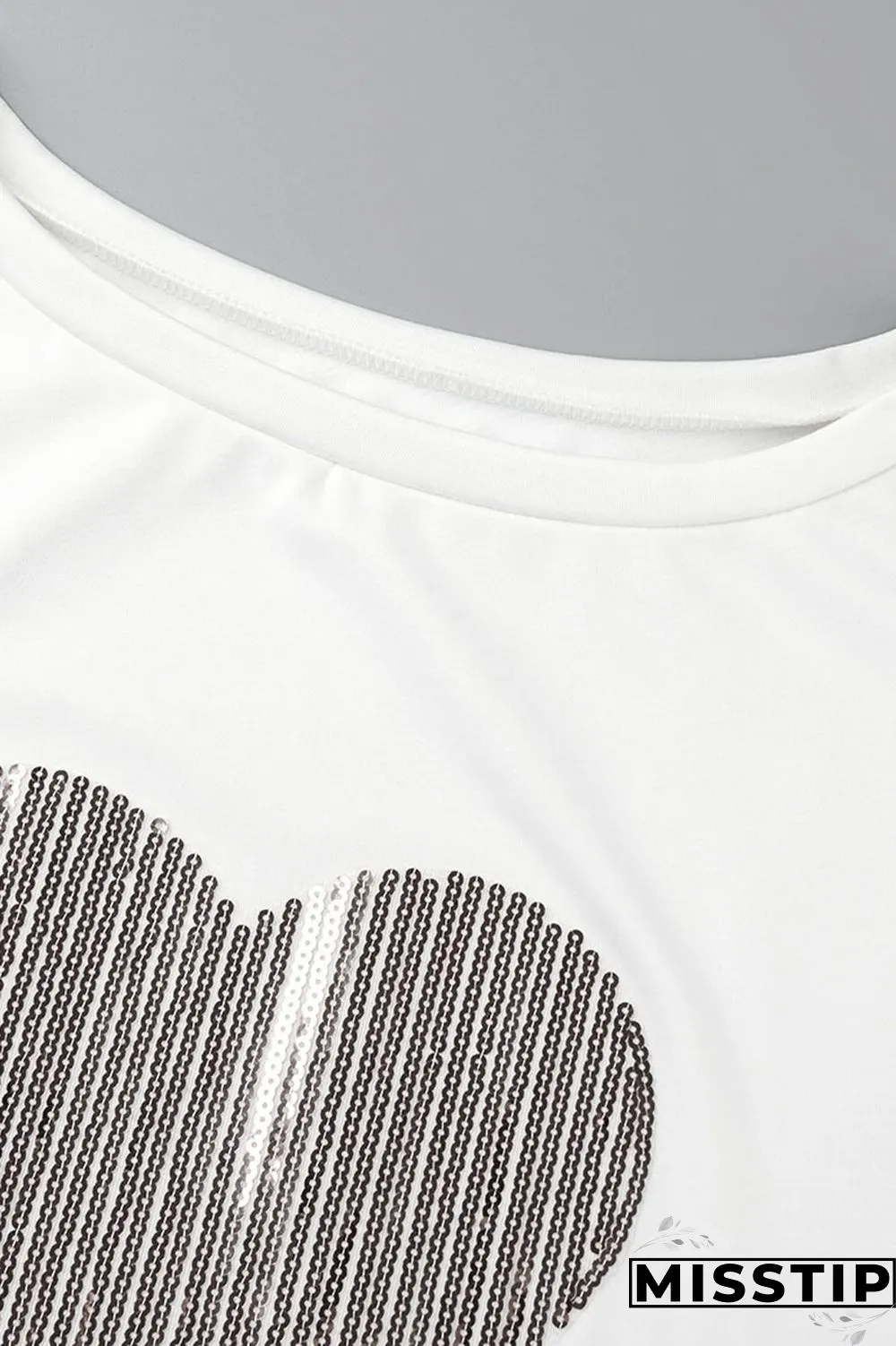 White Red Casual Print Bronzing Patchwork O Neck T-Shirts