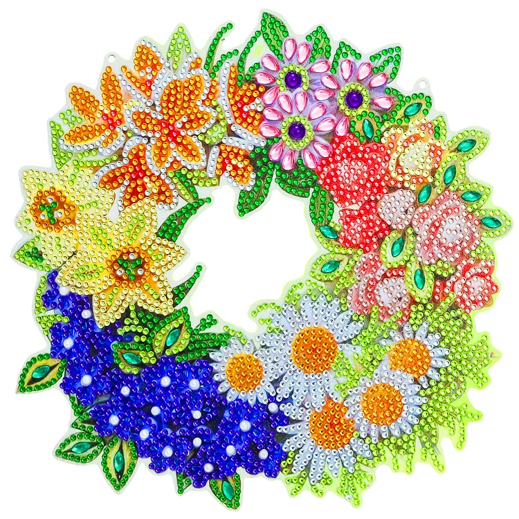 5D DIY Dot Drill Diamond Painting Flower Wreath Kit with Chain Art Pendant gbfke
