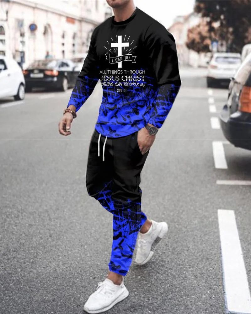Men's casual Jesus sports long-sleeved suit