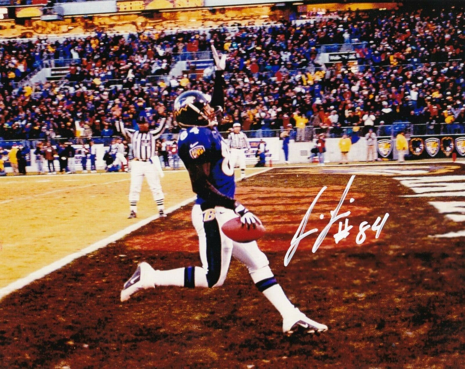 JERMAINE LEWIS BALTIMORE RAVENS ACTION SIGNED 8x10