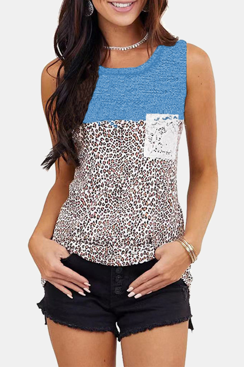 Casual Leopard Split Joint O Neck Tops(4 Colors)