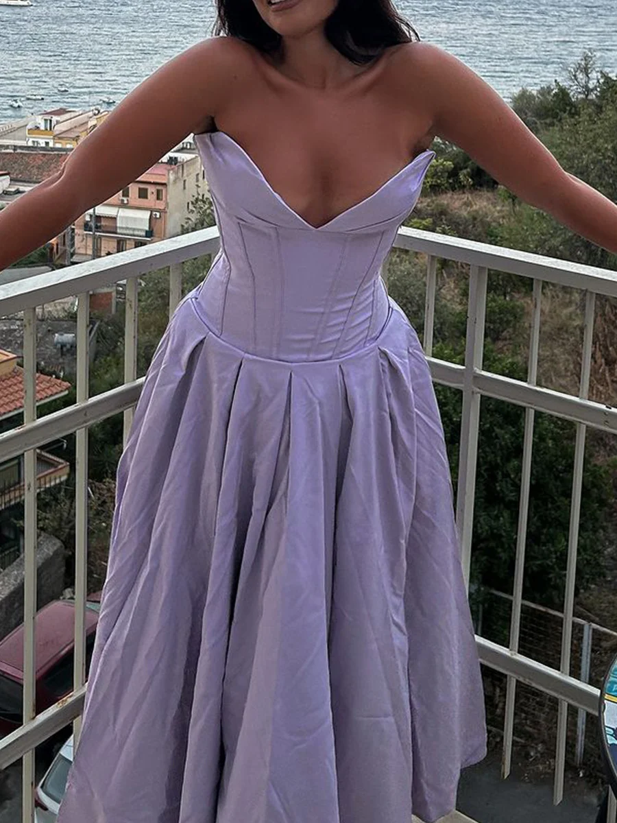 Brownm Women's Clothing New Dress Sexy Chest Bare Back Fish Bone Girded Sleeveless Dress Women's Dress High Sense