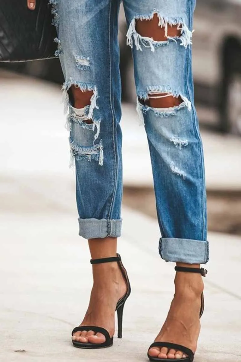 Regular Blue Ripped Jeans