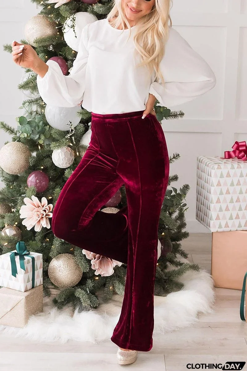 Cheerful Velvet Seam Flares Pants