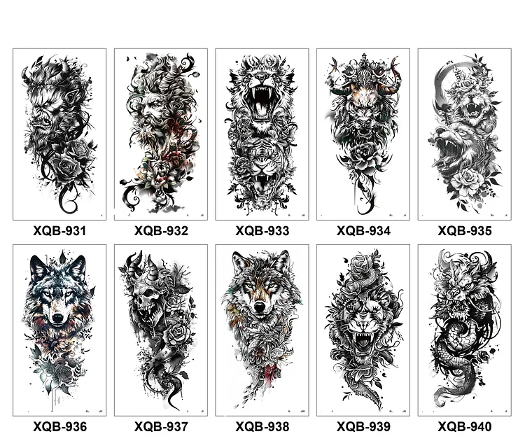 10 Sheets Art Waterproof Half Arm Temporary Tatto