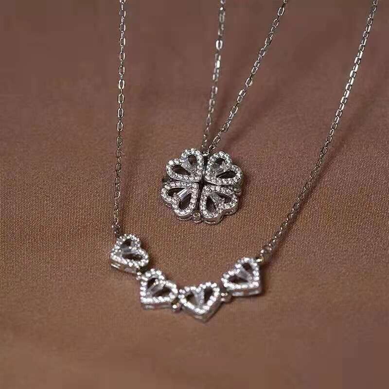 🍀Four Leaf Heart Shape Necklace(The best gift for mother's day).